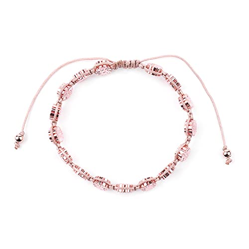 LuisFranklin Bracelet réglable en corde rose tressée pour femmes