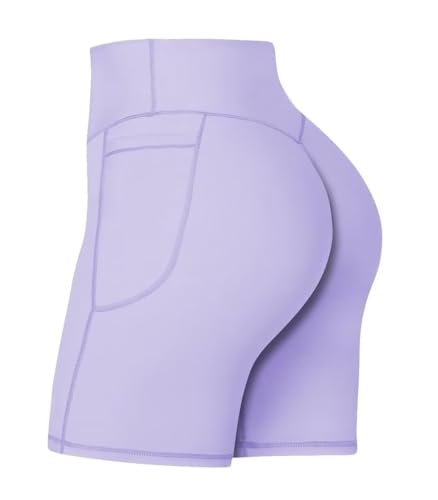 Image of Sunzel No Front Seam Biker Shorts for Women with Pockets, Yoga Workout Gym Bike Shorts with Tummy Control | 3, 5 Or 8-Inch Inseam, High Waisted, No Front Seam, Side Pockets, Buttery Soft, Compression Fit, Squat Proof, Tummy Control