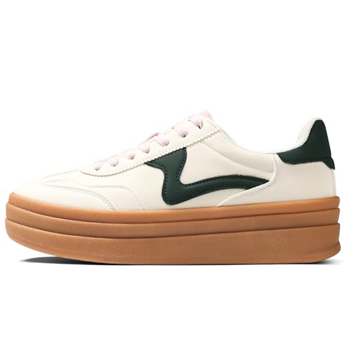 Tscoyuki Platform Women's Fashion Sneakers Casual Spring Shoes Non Slip Lightweight Walking Shoes Lace-Up Thick Sole Chunky Tennis Shoe2