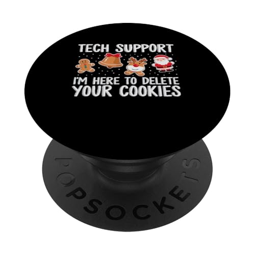 Christmas Tech Support Aquí Para Eliminar Cookies Navidad Hombres Mujeres PopSockets PopGrip...