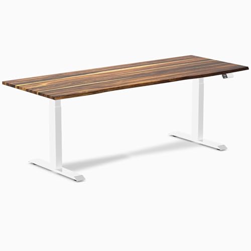 Image of Desky Dual Hardwood Sit Stand Desk - 80x30 Electric Standing Desk - Dual Motor, 3 Stage Adjustable Height Desk - Solid Wood Standing Desk - Whole-Piece Top in Pheasantwood Wood