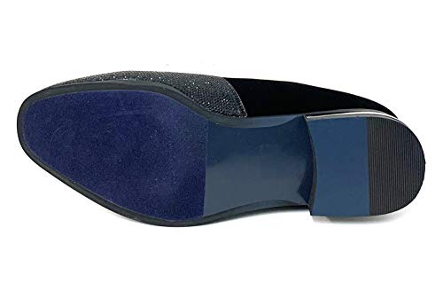 G4U-Alberto Fellini Men's Dress Shoes Glitter Loafers Rhinestone Stage Tuxedo Fashion, 8 Black3