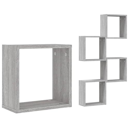 Genérico Wenjingqi Ests Cubo de Pared 4 Unidades Gris Sonoma 30x15x30 cm, Gris 815883
