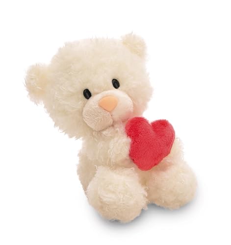 Osito de peluche crema con corazón 18cm colgante - beige - Peluche suave, lindo para abrazar y jugar, para niños y adultos, una excelente idea de regalo - 61558
