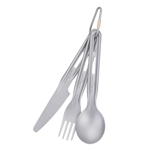 Boundless Voyage Titan Campingzubehör Messerlöffel Gabel Essstäbchen Set Ultraleichtes Reise Besteck Set für Suppe, Mahlzeit, Salat, Nudeln...