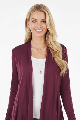 Image of ToBeInStyle Womens Open Front Long Sleeve Lightweight Asymmetrical Draped Cardigan with Side Pockets