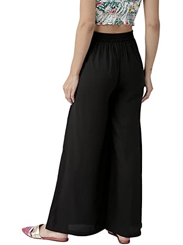 Image of Style Quotient Women Black Solid Flared Palazzos