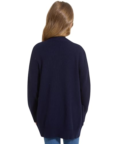 Image of WULFUL Girls Long Sleeve Cardigan Kids Casual Open Front Oversized Sweater with Pockets