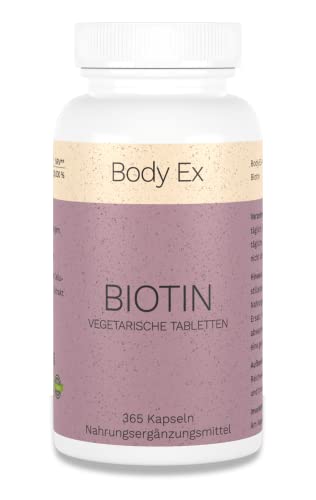 Body Ex Biotin für Haut, Haare & Fingernägel, 10.000 µg pro Tablette, 365 Tabletten als Jahresvorrat- Hochdosiert, laborgeprüft Cover