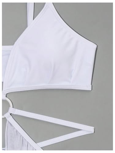 SweatyRocks Women's 2 Piece Swimsuit Sheer Mesh Flowy Top and Swim Shorts Tankini Set3