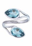Anello in argento 925 con topazio blu e pietra azzurra regolabile, pietra preziosa, vero argento, regalo da donna in argento sterling
