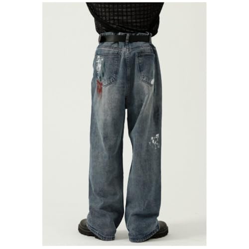 Men's Ripped Hip Hop Skater Trousers Baggy Y2k Printed Jeans Vintage Streetwear2