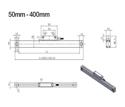 Codificador pequeño de rejilla 20x29 mm con sensor óptico TTL 3
