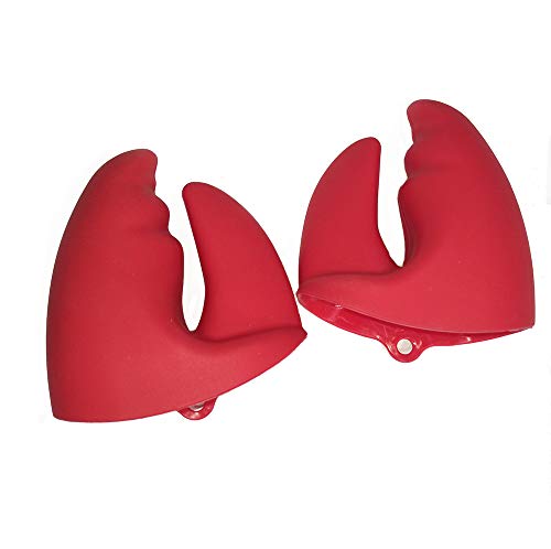 Silicone Oven Mitts Lobster Claws Pot Pinchers Potholders Holders Heat Resistant Silicone Pot Holders for Instant Pot Kitchen Potholder or Baking Holder Kitchen Design Red