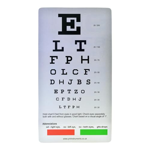 Image of Pocket Eye Chart, 2 in 1 Snellen Eye Chart, Rosenbaum Pocket Eye Chart, Handheld Double Sided Plastic Eye Chart for Eye Exams