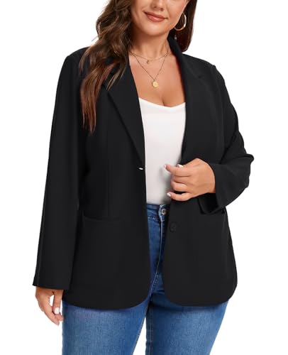 MINTLIMIT Plus Size Blazers for Women Casual Work Office Long Sleeve Button Front Cardigan Suit Jacket Blazer with Pockets2