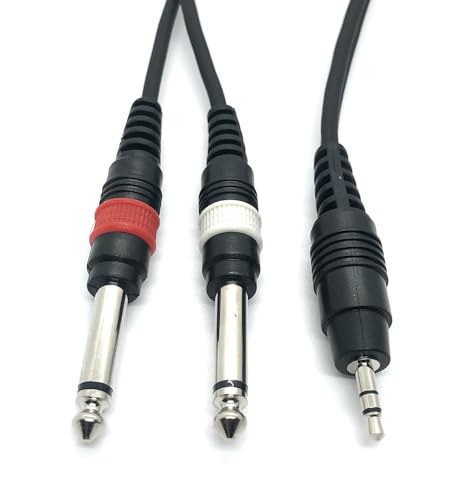 Ome Audio 3.5mm Stereo Jack (Male) Plug To Dual Mono 6.35mm (Male) Jacks Aux Cable (0.3m), White - Image 3