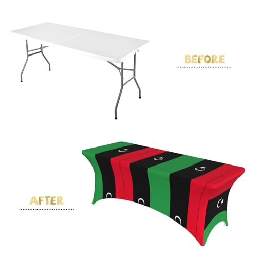 Nappe de table extensible drapeau libyen 1,8m en élasthanne lavable pour banquet