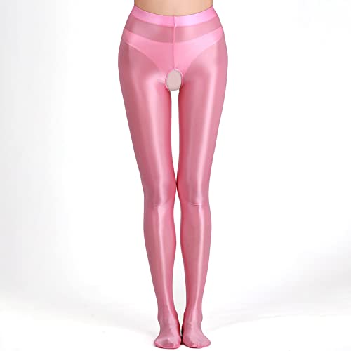 Image of cloudmall Women Sexy Semi Opaque Pantyhose Running Tights Yoga Leggings Oil Shiny Stocking