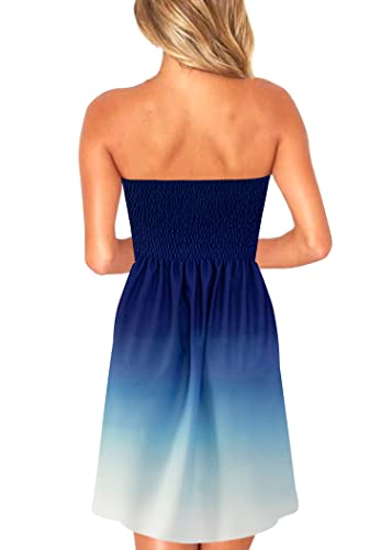Image of Zyyfly Strapless Dress for Women Summer Beach Boho Smocked Tube Top Dress