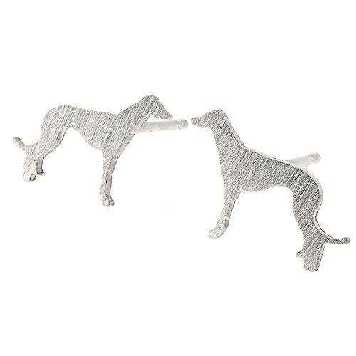 Greyhound Dog Stud Earrings Brushed Sterling Silver Handmade in USA