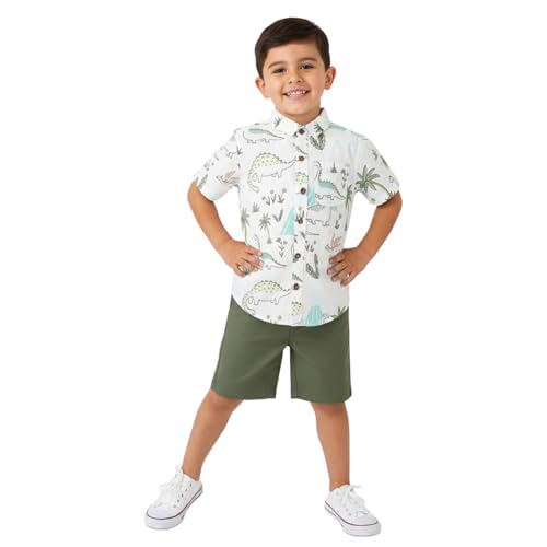 Image of Nautinati Boys Printed Collared Shirt with Shorts Clothing Set | Age 1-5 Years