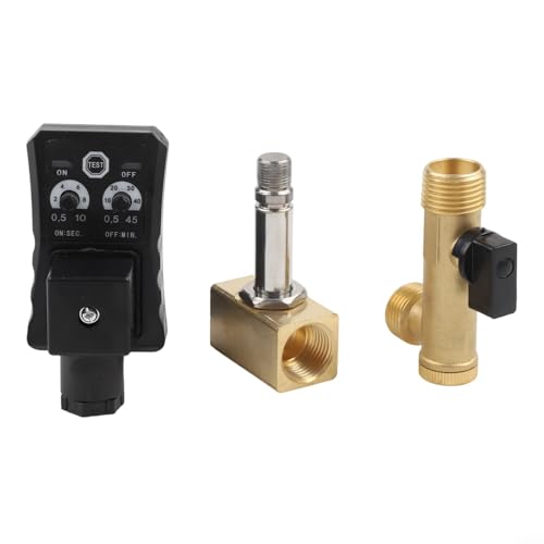 Válvula de drenaje electrónica para sistemas de aire comprimido, válvula solenoide automática con temporizador dividido, cuerpo de cobre de 1/2 pulgada, latón negro apto para separadores de aceite y