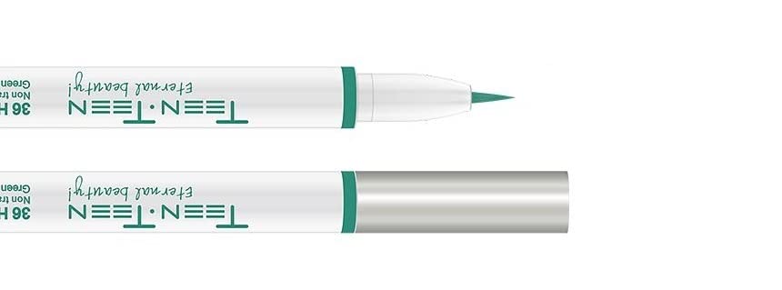 Teen.Teen Flexi-tip Applicator, Quick-drying Formula, Long-lasting, Smudge-proof and waterproof Pencil Eyeliner, Green Liner