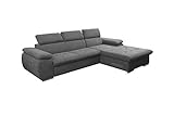 Verstellbare Kopfstütze mb-moebel Ecksofa mit Schlaffunktion Eckcouch mit Bettkasten Sofa Couch L-Form Polsterecke NILUX (Dunkelgrau, Ecksofa Rechts)