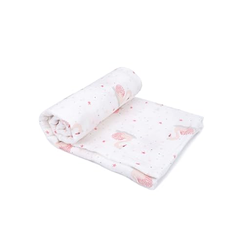 Image of MON AMI 'French Swan' Muslin Swaddle Blanket & Plush Swan Rattle Gift Set | Soft Cotton Baby Swaddle & Cuddly Rattle Toy | Perfect Newborn Essential for Birthdays & Baby Showers
