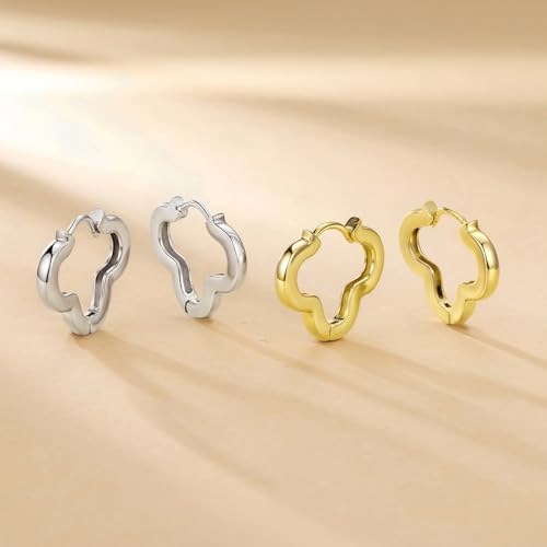 Image of BISAER Silver Huggie Hoop Earrings for Women, 925 Sterling Silver Post Star Small Hoop Earrings Hypoallergenic Lightweight Everyday Jewelry Gift Cute