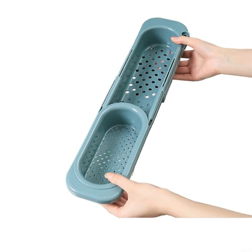 Yuanpgky Escurreplatos retráctil extensible con filtro de agua, material de polipropileno, cesta de almacenamiento para utensilios de lavavajillas (gris)