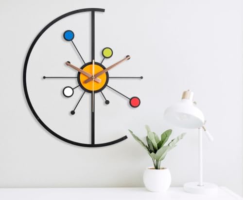 Image of Stylish Metal Wall Clock for Living Room, Bedroom, Office, Kitchen, Home and Hall | Antique Fancy Big Size Modern Wall Watch for Home Decor (Style-38, 60 CM)