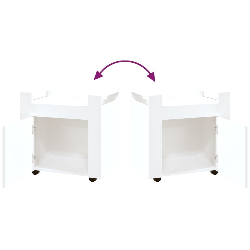 INLIFE Carro de oficina blanco, 60 x 45 x 60 cm, material de madera, blanco, 19,4 kg