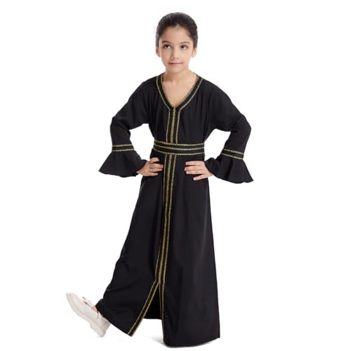 Girls Abaya Dress Long Sleeve Hooded Muslim Maxi Dress Dubai Islamic Ramadan Middle East Kaftan Casual Thobe2