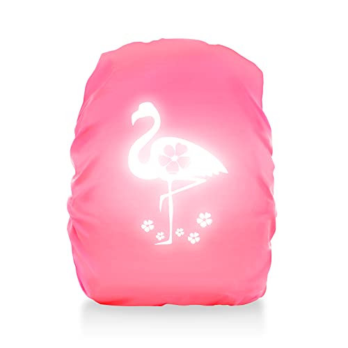 Regenschutz Schulranzen Einhorn Regenschutz für Rucksack Step By Step Regenhülle Wasserdichter Rucksack Überzug Reflektierend für Mädchen Kinder (1, Flamingo)