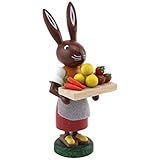 Thomas Preißler | Osterhasenfigur Osterhase Osterhäsin Hase | Höhe 10 cm | erzgebirgische Volkskunst | Osterfigur Osterdeko aus Holz | Häsin Gemüsehändlerin