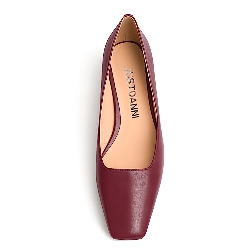 JUSTDANNI Womens Slip On Dress Stylish Wedding Square Toe Matte Block Low Heel Pumps Shoes 1.5 Inch3