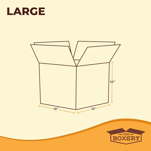 Image of The Boxery Moving Boxes 15-Pack Large | 18x18x18 inch Brown /Kraft Corrugated Cardboard Packing, Moving & Storage for Business /Home - Durable - Eco-Friendly, Recyclable - Made in the USA