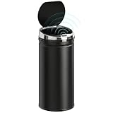 HOMCOM 42L Round Sensor Bin with Quiet Soft-Close Lid, Black