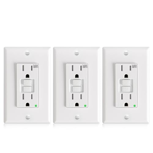 Amico GFCI Outlet 15 Amp, 3 Pack, White, Weather Resistant(WR)