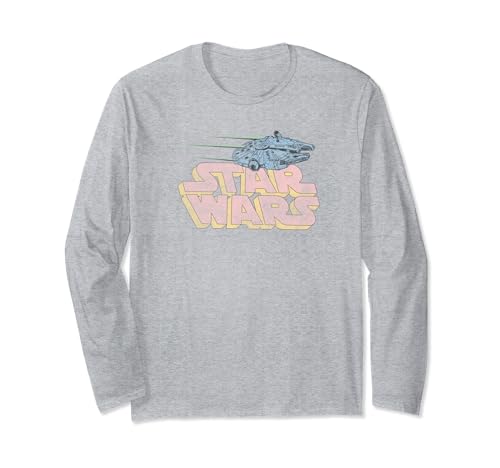 T-shirt Star Wars Millennium Falcon rétro à manches longues pour passionnés de la saga pop culture