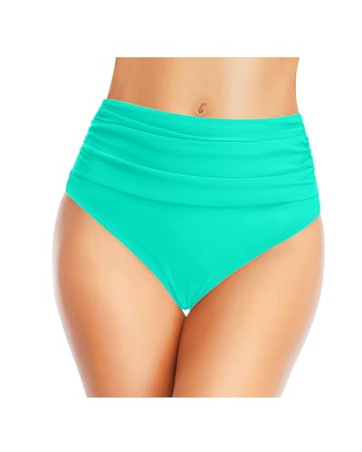 Image of Tempt Me Women's High Waisted Bikini Bottom Tummy Control Ruched Bathing Suit Swim Bottom