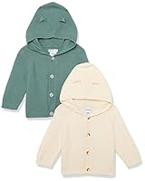 Amazon Essentials Unisex Baby Kapuzenpullover, 2er-Pack, Dunkles Salbeigrün/Haferbeige, 3-6 Monate