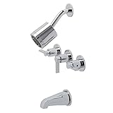 Kingston Brass KBX8131NDL 5-Inch length in Tub Spout NuvoFusion Three Handle Tub and Shower Faucet, Polished Chrome