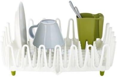 ILO Clam Shell Versatile Dish Drainer White/Green with 2 Pouring Spouts