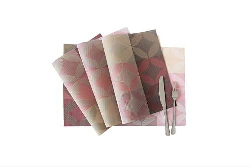 Image of Dribble PVC Placemats Set of 4 | Heat-Resistant, Washable, Waterproof Table Mats | Anti-Slip Dining Table Placemats for Kitchen & Home Decor - 45x30cm, Design -Mosaic