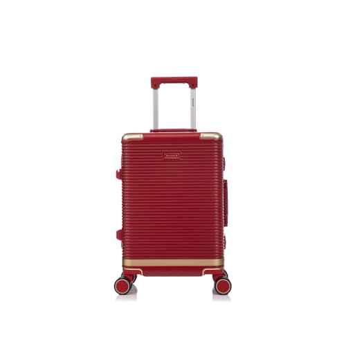 set PC+aluminum 20/24/28 inch three models set, stylish aluminum frame password lock luggage, for travel suitcases and suitcases (Red + Aluminium + PC)4