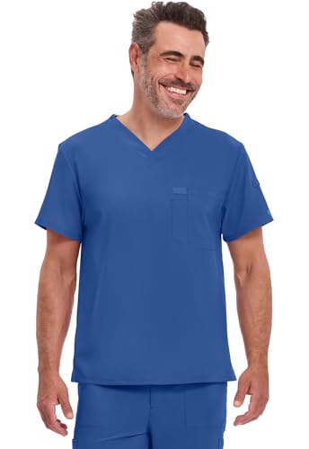 Image of Dickies EDS Essentials Scrubs for Men V-Neck 360 Stretch Medical Scrub Top | Relaxed Fit, 2 Pocket Design, 360 Stretch, Moisture Wicking Fabric, Durable Construction, Side Vents, Easy Care