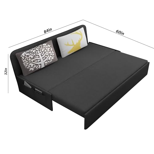 Image of Divano 3 Seater Sofa Cum Bed for Living Room (Black) Premium Fabric Sofa